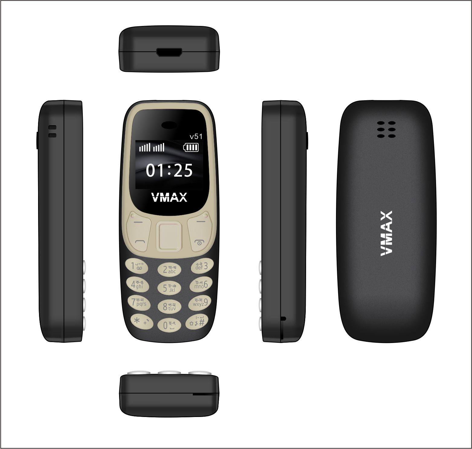 Vmax V51 Mini Phone Magic Voice (Black, Paste, Yellow, Orange)