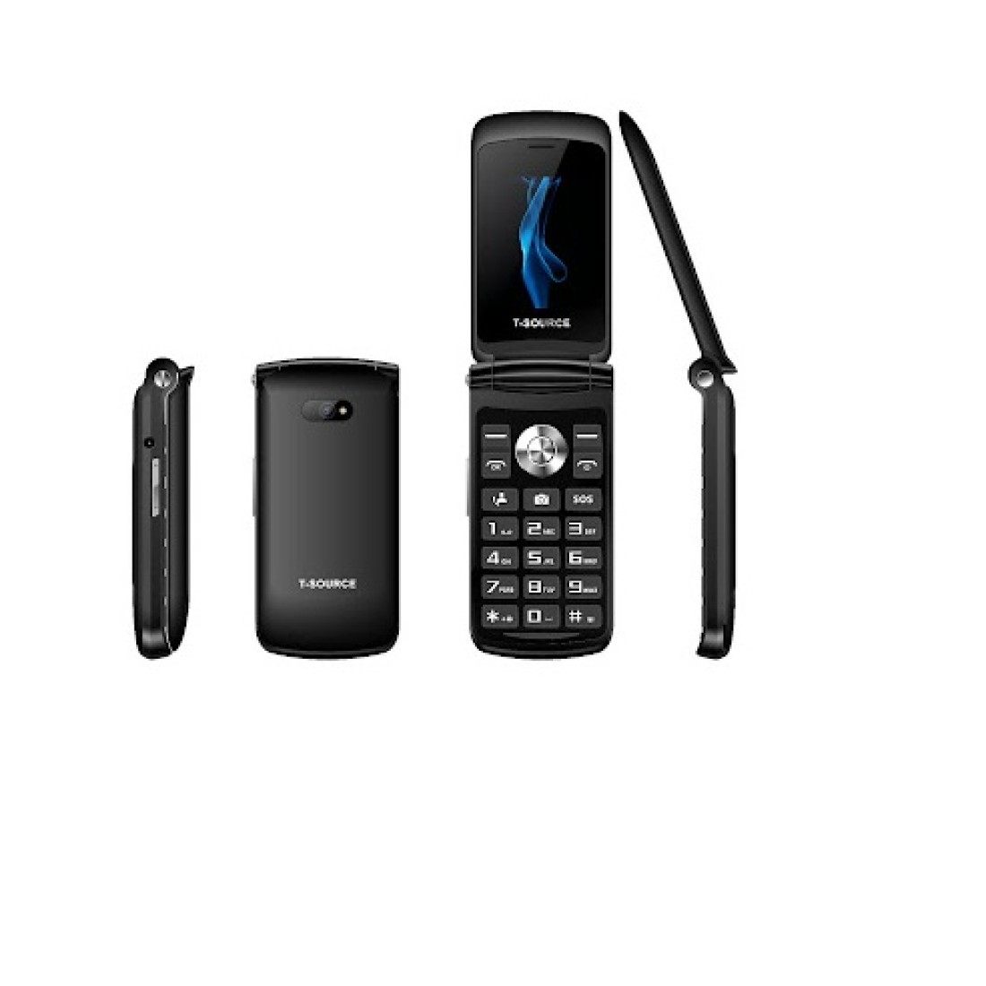 T-Source T203 Dual Display Folding Mobile Phone (Black,Red, Blue)