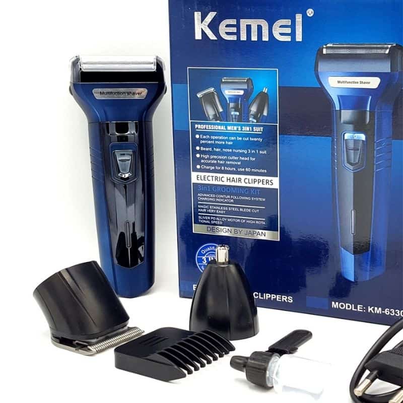 Kemei KM-6330 Grooming Kit 3 in 1 Hair Mustache Beard Shaver Trimmer Clipper for Men