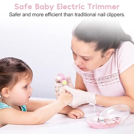 Glopole Baby Nail Trimmer File with Light Battery Operated Safe Electric Nail Clippers Kit