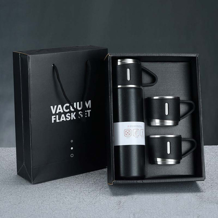 Premium Stainless Steel 1 Bottle & 3 Mug Set